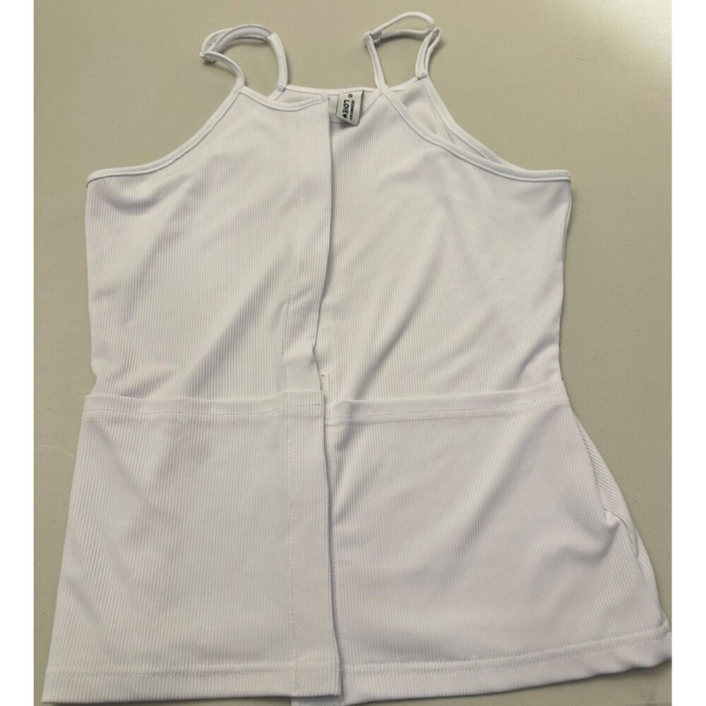 Love by Design White Baby Doll Tank Top 100% Cotton Size Small - pockets